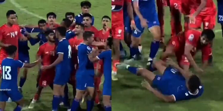 Fight in India vs Nepal football match