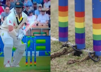 Rainbow stumps in Ashes Test.