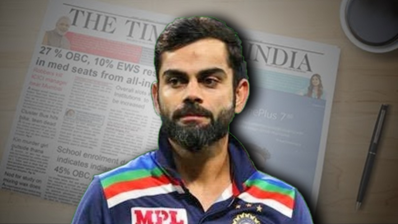 Virat kohli on times of india cricketer calls out the media outlet for