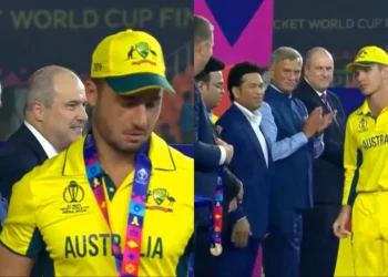 Marcus Stoinis and Adam Zampa during the ceremony